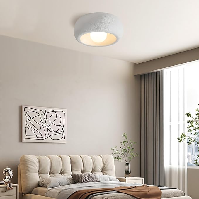 JAYMP Modern Ceiling Light for Dining Room Kitchen Island Hallway G9 Base Japanese Wabi-Sabi Style Round Lighting Fixture (Matte White, 30cm/11.8inch)