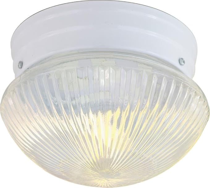 NUVO SF76/251 One Light Mushroom Flush Mount, White/Ribbed Glass
