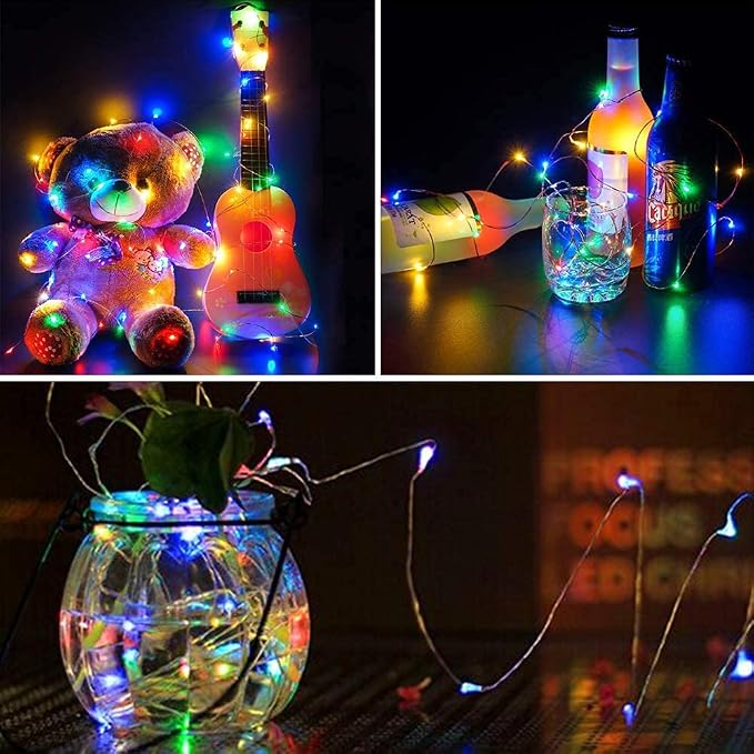 4 Pack LED Fairy Lights Battery Operated 20FT 60 LEDs Silver Wire String Lights Twinkle Lights Starry Fairy Lights for Bedroom Christmas Wedding Party Indoor Outdoor Decorations, Multicolor