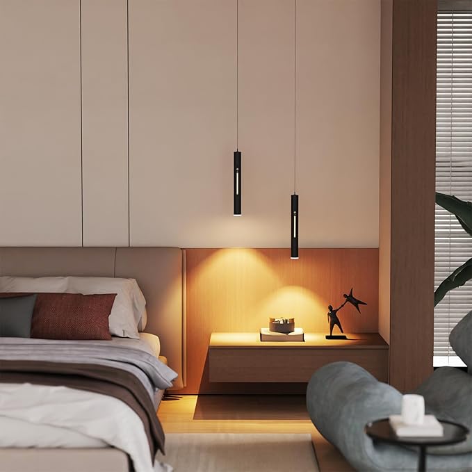 Lightess Battery Operated Pendant Light with Remote, 6000mAh Rechargeable Pendant Light with Motion Sensor, 3 Color Dimmable Black Wireless Chandelier for Island Kitchen Dinning Room