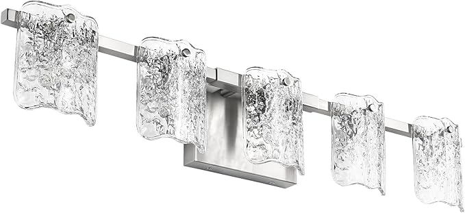 5-Light Bathroom Vanity Light, 31" Brushed Nickel Bathroom Light Fixture Over Mirror with Clear Glass, Modern Bath Wall Sconce Lighting, View Bundled for Installation Tools, OS-MM5002-5BN