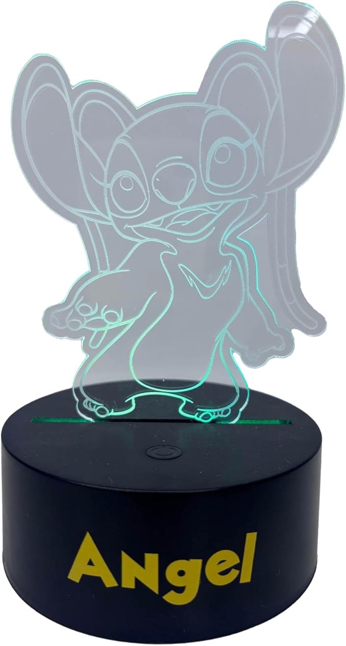 Disney Angel 3D Illusion LED Lamp,Night Light with Color Changing Effect,Desk Lamp for Bedroom, Nursery, Playroom Décor