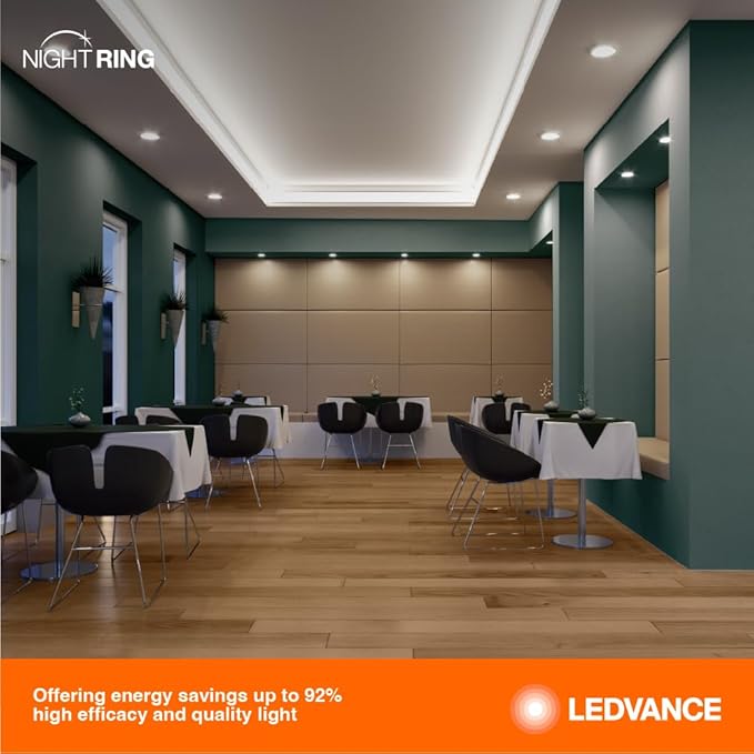LEDVANCE 5/6" Night Ring Retrofit Downlight, 8W, 5 CCT (2700K/3000K/3500K/4000K/5000K), 700 LMS, 90 CRI, Energy Star, Damp Rated, White - 1 Pack (65798)