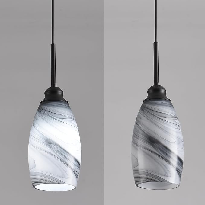 Industrial Pendant Light with Glass Shade Matte Black Pendant Lighting Adjustable Industrial Retro Style Hanging Light,Kitchen Island Farmhouse Pendant Lights Fixtures for Kitchen,Farmhouse