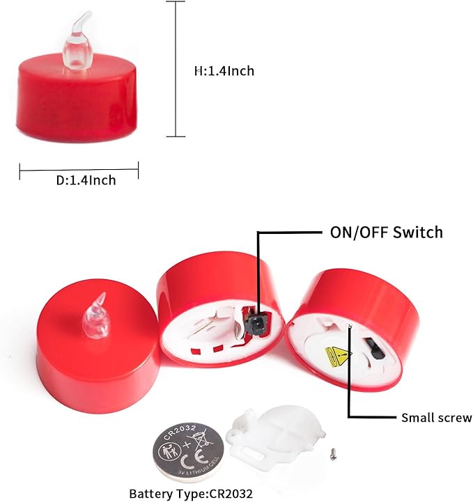 LANKER 24 Pack LED Tea Lights Candles, Flickering Red Flameless Tealights, Long Lasting Battery Operated Fake Candles, Decoration for Wedding, Halloween and Christmas (Red - 24pcs)