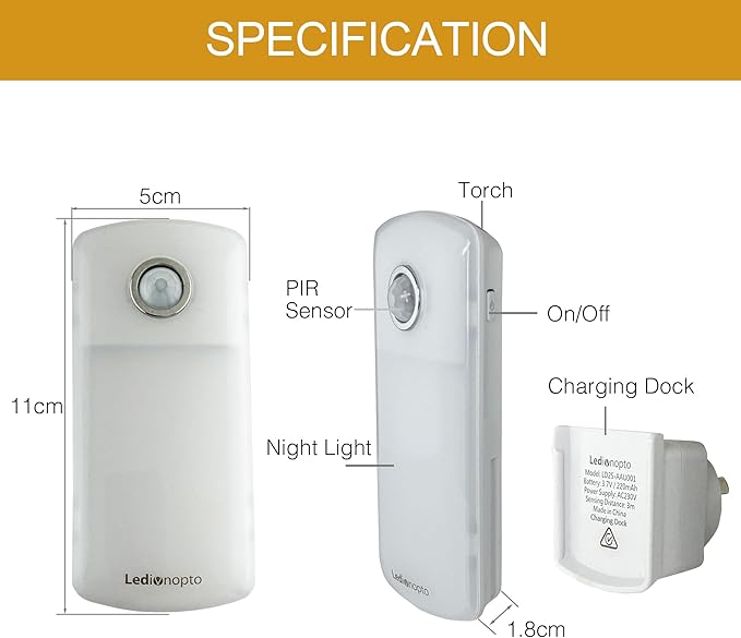 Night Light Plug into Wall with Motion Sensor, Auto On/Off, Portable with 3 Adjustable Modes, Nightlight for Kids, Nursery, Bedroom, Bathroom and Hallway (2 Pack)