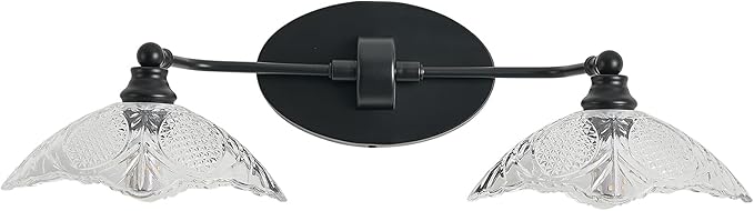 22.83-inch Black Bathroom Mirror Light Fixture, 2-Light E12 Sockets ,Vanity Lights ,Modern Minimalist Makeup Mirror Light Bathroom Vanity Light Fixtures(Bulb not Included)
