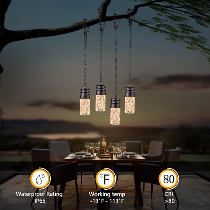 Low Voltage LED Hanging Lights, 4.5W LED Tree Lights, Landscape Outdoor Pendant Lights for Patio, Gazebo, Pergola, Garden, Summer Kitchen, 2700K, 36Olm, 12-24VAC/DC, ORB Finish, 4 Pack with Chain