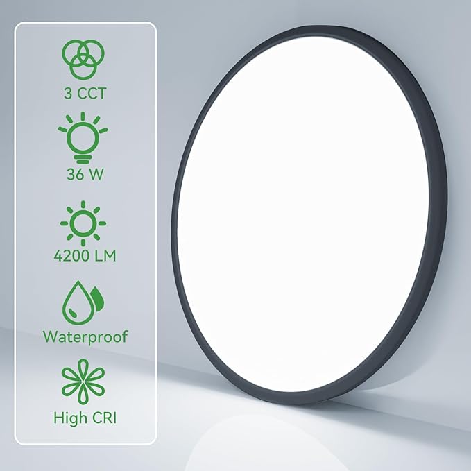 hepside 15.8INCH 4Pack Big Dimmable Flush Mount Ceiling Light Fixture Black, 3CCT 3000/4500/6000K Ceiling Lamp, 36W 4200LM Super Bright Low Profile Light for Bedroom, Kitchen, Bathroom, Hallway