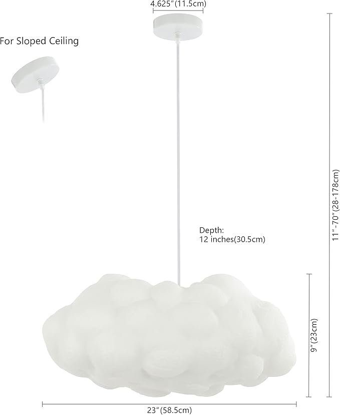 JONATHAN Y 23" White 2-Light Silk Cloud Pendant, Modern Contemporary Bohemian Hanging Ceiling Fixture for Bedroom Living Room, Adjustable Height, LED Bulbs Included JYL9073A