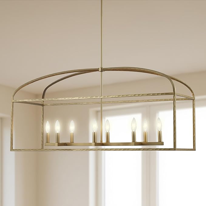 Asher Hamilton AHP-210AG Montclair 40 Inch Pendant Light | Adjustable 18.9 to 57.6 Inch Height | E12 Candelabra Base | Dry Rated for Indoor Use Only | Antique Gold Finish