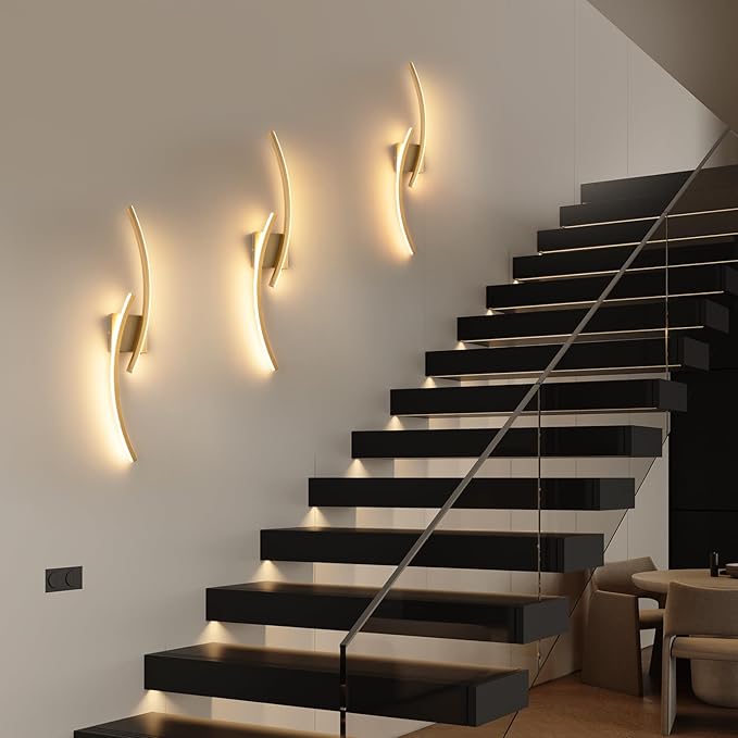 Hardwired Modern LED Wall Light Fixtures, 3000~6000K Modern 5CCT Wall Sconce for Living Room, 31.5IN Indoor Wall Lights Gold Bathroom Light for Bedroom, Hallway, Bedside