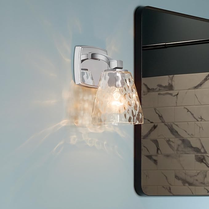 Kichler Marant 5" 1-Light Wall Sconce Bathroom Vanity Light Fixture with Clear Water Glass in Chrome for Bathroom, Powder Room, Hallway (5" W x 9.5" H), 55214CHWTR