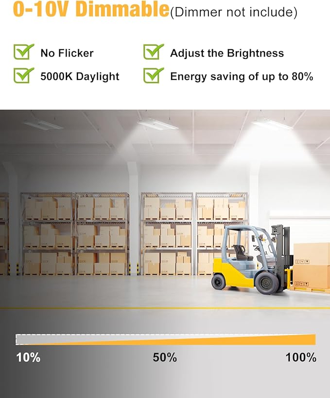 400W 4FT LED Linear High Bay Light, 60000LM Linear High Bay Shop Light Commercial 120-277V, 5000K for Warehouse, Garage Factory, UL Listed, 5 Years Warranty