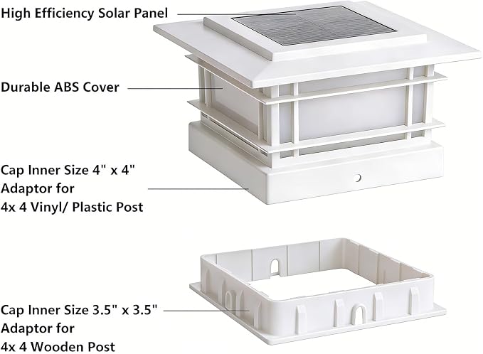 Dynaming 4x4 Solar Post Cap Lights Outdoor with Flickering Flame Light, 12 Pack White Shell Fence Post Solar Lights Fit Vinyl/Wooden Posts, Brightness LED Lighting Decor for Garden Deck Patio