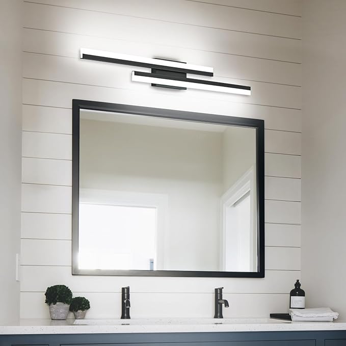 PRESDE 32 Inch LED Vanity Light Black Bathroom Light Fixtures Over Mirror Modern Bath Lighting Bar 5CCT