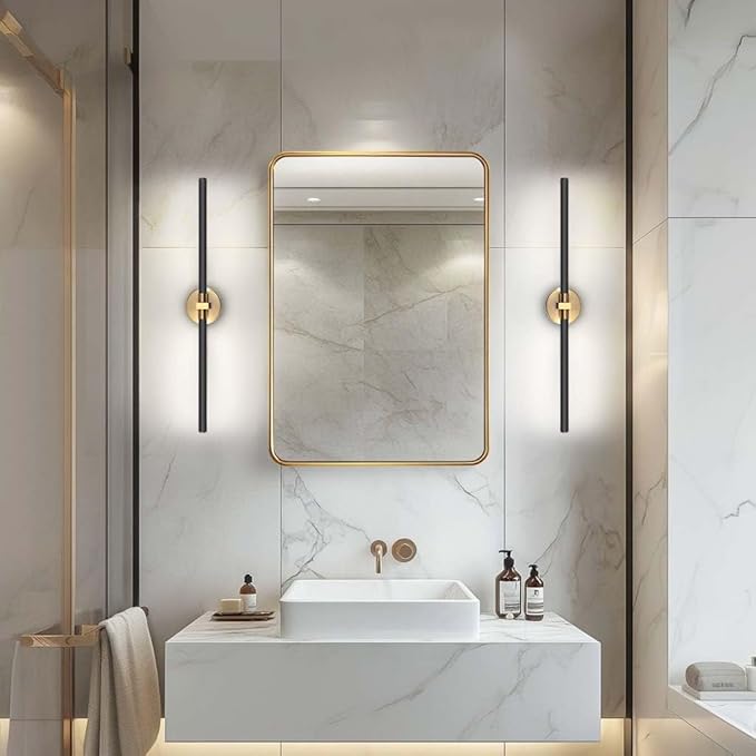 31" Black and Gold Vanity Light Bathroom Light Fixtures Over Mirror, 360° Rotatable LED Brushed Gold and Black Vanity Lights for Bathroom,18W 4000K Modern Vanity Light Bar for Bedroom Hallway Entryway