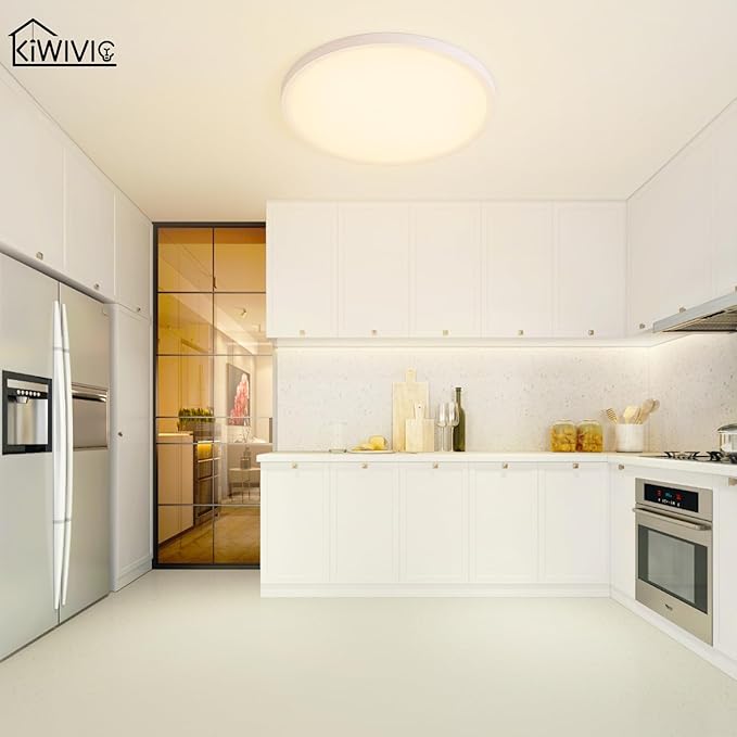 20 Inch Flush Mount Ceiling Light, 40W Dimmable LED Fixture 4000LM, 3000K/4500K/6000K Adjustable, Round Ceiling Lamp for Bedroom, Kitchen, Living Room, Dining Room, Bathroom, White