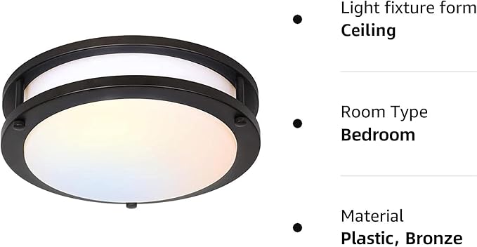 hykolity 10 inch Flush Mount LED Ceiling Light Fixture, 17W 1100lm, 2700K/3000K/3500K/4000K/5000K Adjustable Ceiling Lights, Oil Rubbed Bronze Saturn Dimmable Lighting for Hallway Bathroom - 2 Pack
