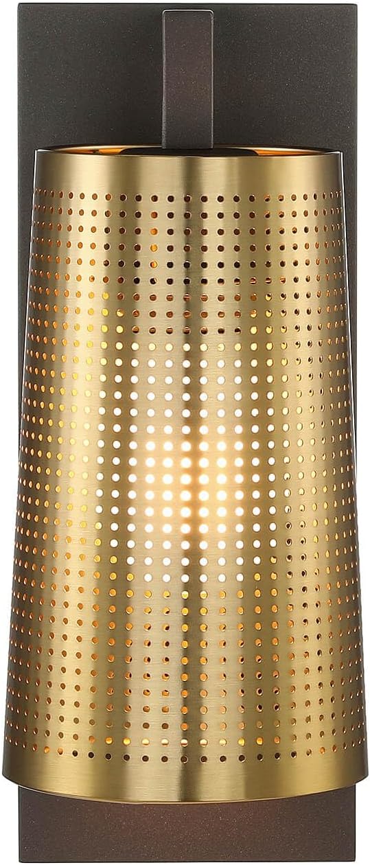 XiNBEi Lighting Gold Sconce Light, Industrial Bronze & Brass Sconces Wall Light Fixtures with Metal Shade, Wall Mount Lamp for Bedroom Bedside Living Room Corridor Hallway XB-W406-BS