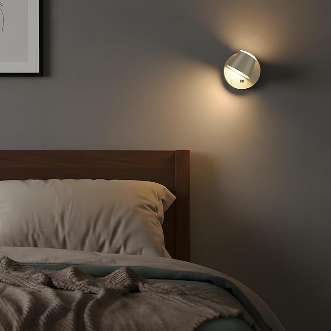 URSOLA Battery Operated Wall Sconce with Remote, LED Rechargeable Battery Wall Light with 9000mAh 3CCT and Dimmable Magnetic 360° Rotation Cordless Light for Bedroom(Champaign)
