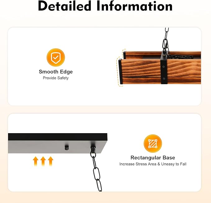 Farmhouse Chandeliers Pendant Lamp, Retro Hanging Lamp 4-Light Wood Beam Linear Hanging Light Vintage Ceiling Light Fixture for Kitchen Island, Restaurants, Cafes, Bars
