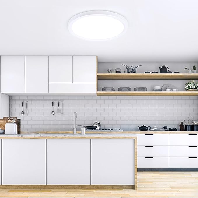8.5inch Dimmable Led Ceiling Light, Ultra Thin Flush Mount Ceiling Light, 3000K/4000K/6500K Selectable Round Ceiling Lamp for Porch Bedroom Hallway Stairwell Basement