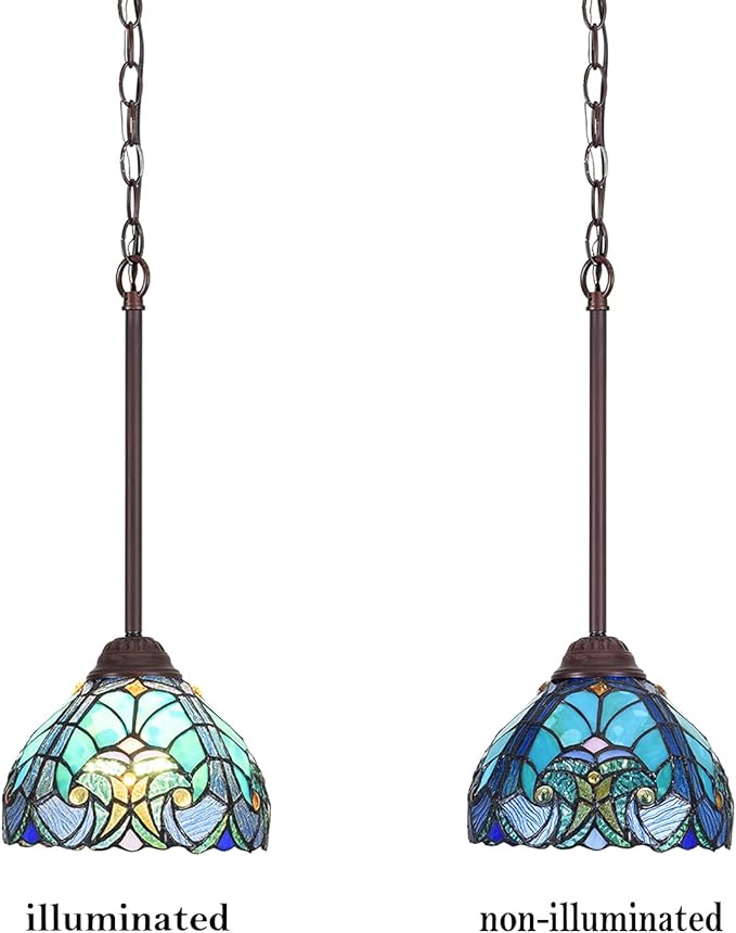 Tiffany Pendant Light fixtures Hanging Lamp Stained Glass Light Decor for Dining Living Room Kitchen Island Study Hallway