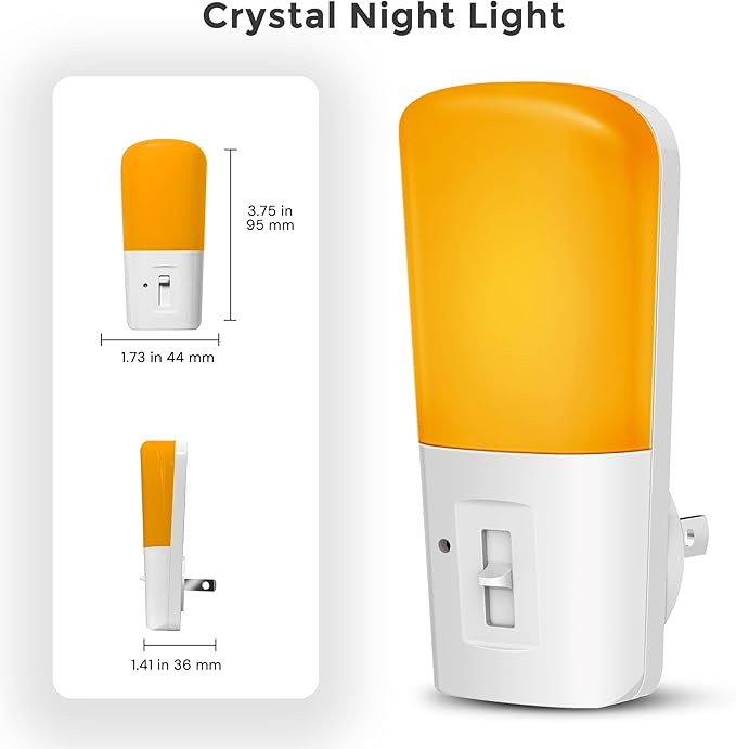 LOHAS-LED Amber Night Light, Dimmable Plug in Night Light with Light Sensor, Yellow Kids Nightlights, 5-80LM Sleep Light for Nursery, Bedroom, Bathroom, Hallway, Stairway, 2Pack