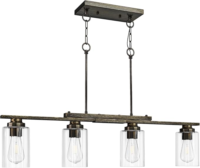 VONLUCE Kitchen Island Lighting, Dining Room Light Fixture Over Table with Glass Shade