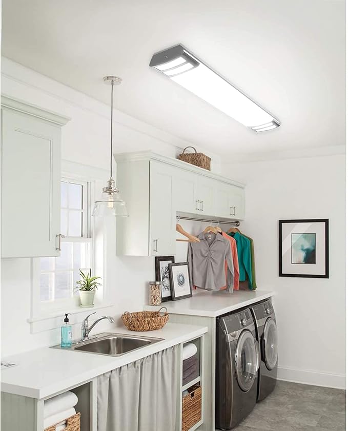 ANTLUX 4ft led Light Fixture 50W 5600lm LED Linear Flush Mount Light, 4000K, 4 Foot led Kitchen Ceiling Light fixtures for Living Room, Laundry, Replace for Fluorescent Version