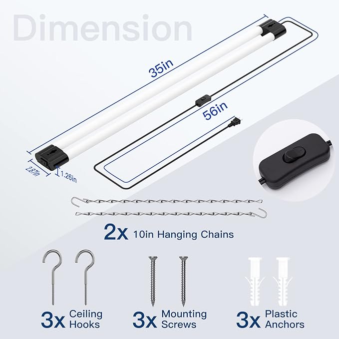 BBOUNDER 3FT LED Shop Light Fixture, Super Bright 3300LM, Cool Daylight White 6500K, Ceiling or Hanging Mount, Durable Garage Shop Lighting for Warehouse, Workbench, Basement, and Business Use, Black