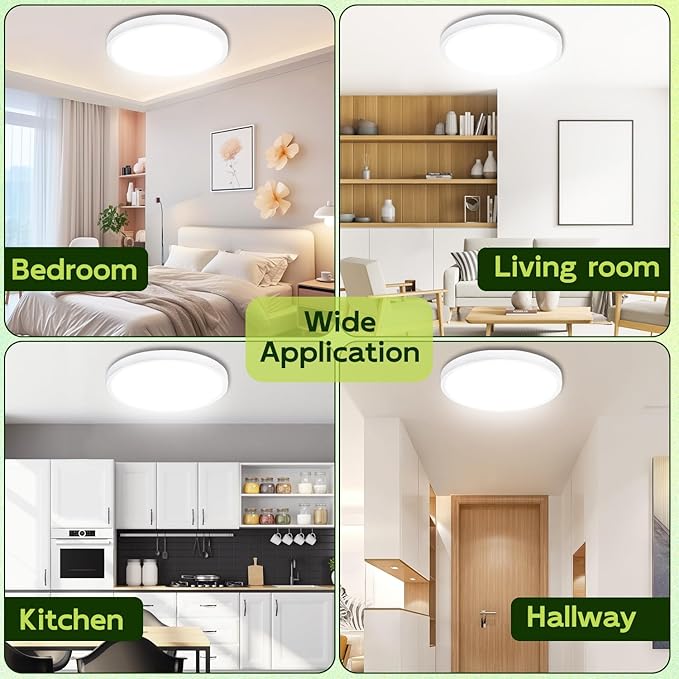 hykolity 2 Pack 9 Inch Selectable CCT LED Round Flat Panel Light, 18W 1800LM 3000K/4000K/5000K, Edge-Lit Flush Mount Ceiling Light Fixture for Kitchen, Bedroom, Laundry and Closet Room,White