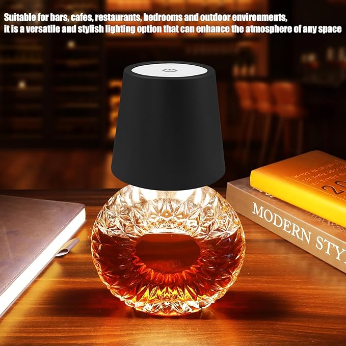 Wireless Bottle Lamp with Remote Control, Rechargeable RGB Wine Bottle with 3Modes Light Dimming, Waterproof Touch Lamp Head for Room, Bar, Restaurant and Party Decorations(Black RGB)