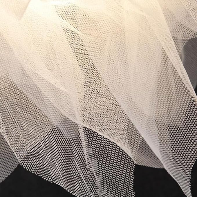 17.7 Inch Stacked Tulle Pendant Light, Modern Style Fabric Hanging Light, Pendant Lamp for DiningRoom, Living Room, Bedroom, Study, Hallway - White