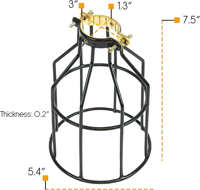 Rustic State Lampa Pendant Light Shades Light Bulb Covers Lamp Cage Metal Wire Hanging Pendant Light Cover Ceiling Fan Globe Replacement Lighting Fixture DIY Project - Set of 4 - Black