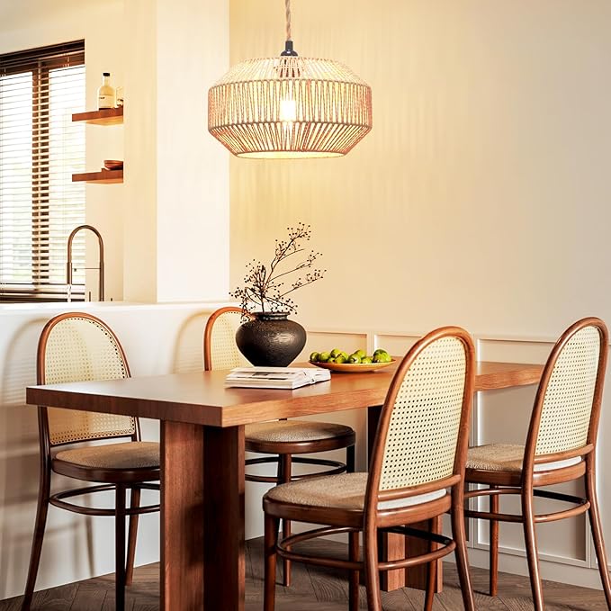 Hanging Lamp Plug in Pendant Light Rattan Hanging Lights with Plug in Cord Hanging lamp Hanging Lights with Plug in Cord Hanging lamp for Living roon