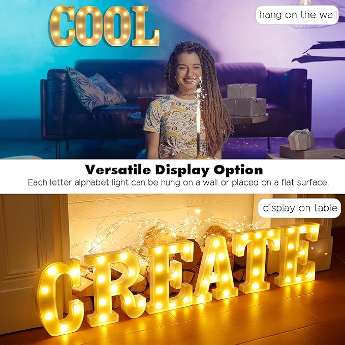 DyingSwan Small Led Marquee Letters, Light Up Letters, 8.58 Inch Led Letter Lights, Battery Powered Lighted Sign for Table, Party, Birthday, Christmas Decor (Letter C)