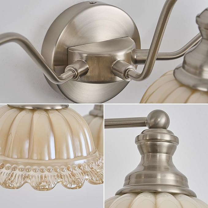 XIEDUN Brushed Nickel Bathroom Vanity Light White 3 Light