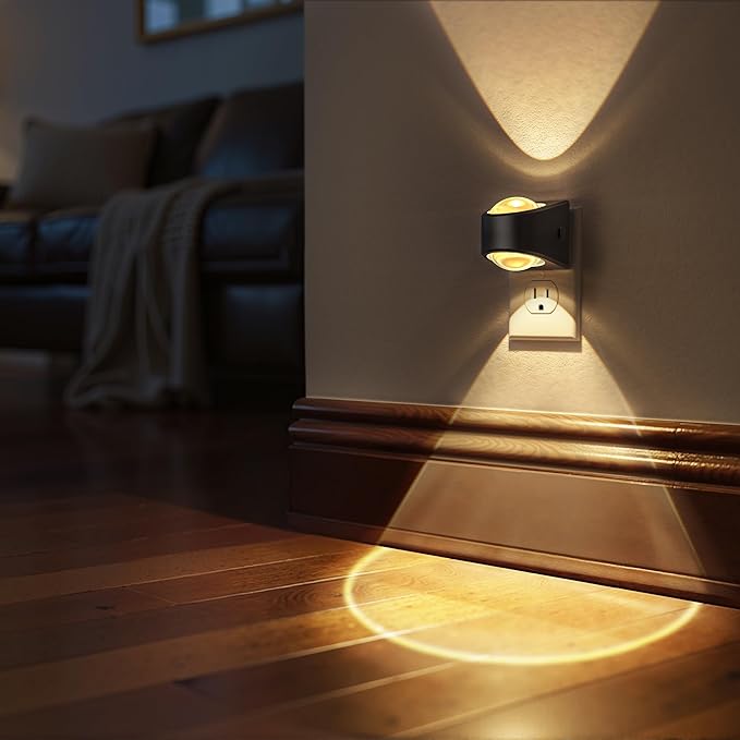 Briignite Projector Night Light, Night Lights Plug into Wall, Soft White for Bedroom, Dimmable Brightness Dusk to Dawn Nightlight for Kids, Nursery, Bathroom, Home Decor, Gaming Room