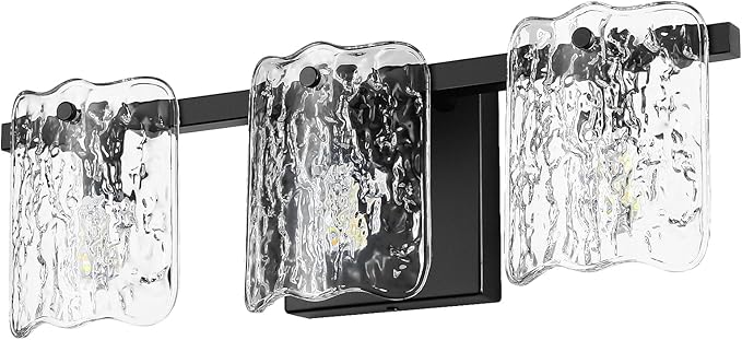 3-Light Bathroom Vanity Light, Black Bathroom Light Fixture Over Mirror with Clear Glass, Modern Bath Wall Sconce Light for Bath Restroom, OS-MM5002-3BK