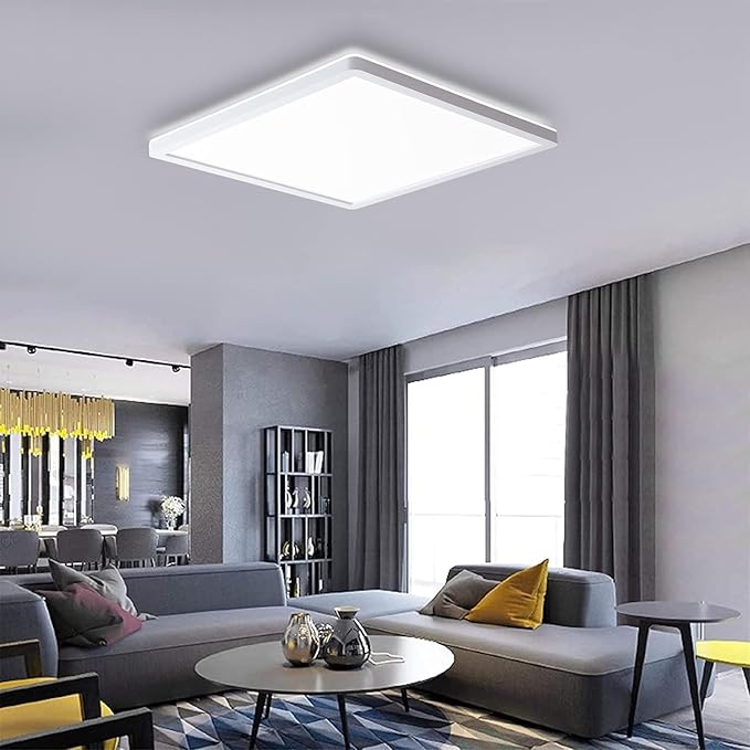 LED Flush Mount Ceiling Light Fixture 12 inch, 2400LM 3000K/4500K/6500K Hardwire Light Fixture, 24W Square LED Ceiling Light for Bedroom, Closet, Laundry, 250W Equiv. Non-Dimmable