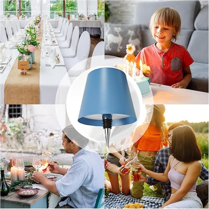 Neioaas Wine Bottle Lamp, 3 Color Light Dimming Metal Wine Bottle Light, Rechargeable Waterproof Bottle Touch Lamp Head with for Home,Bar,Camping,Travel,Restaurants, Party, Decor & Gifts(Blue)