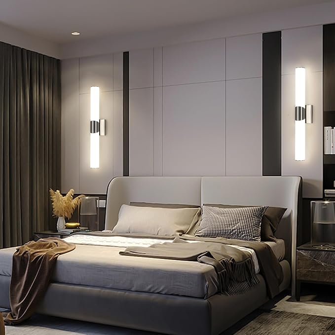 Modern Wall Sconce 22 Ihch Brushed Nickel Bathroom Sconces LED Wall Lighting Fixtures with Acrylic Shade Hardwired Long Vanity Lights Over Mirror for Bedroom Living Room Hallway