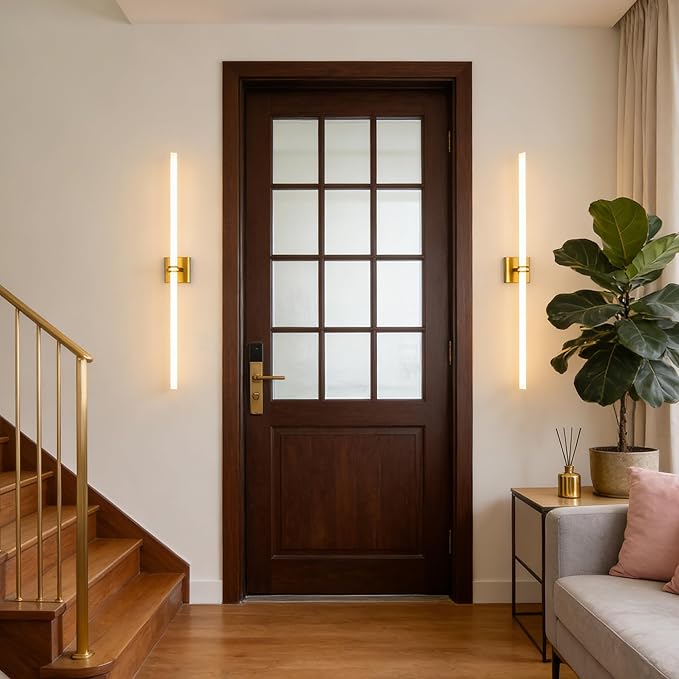Bathroom Light Fixtures,Gold 40W LED 360° Full Lighting Modern Wall Sconce Vanity Light with 5-Color Dimmable 3000K-6000K, 45.28inch Vanity Lighting for Bath, Powder Room, Bedroom, Hallway