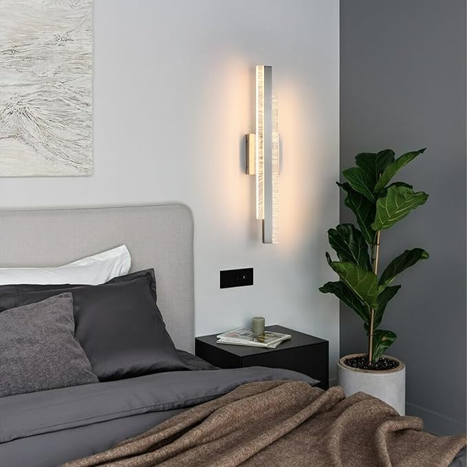 Modern Bathroom Vanity Light: Brushed Nickel 24 inch 28W Dimmable LED Bath Bar Light Fixtures Over Mirror - Wall Sconce Picture Lights for Living Room Bedroom 3000k