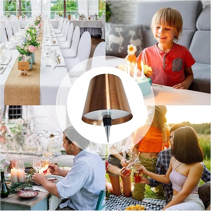 Neioaas Wine Bottle Lamp, 3 Color Light Dimming Metal Wine Bottle Light,Rechargeable Waterproof Bottle Touch Lamp Head with for Home,Bar,Camping,Travel,Restaurants,Party,Decor & Gifts(Rose Gold,1PC)