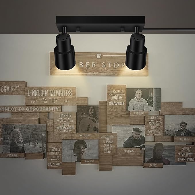 Plug in Track Lighting Fixtures Ceiling, Black Track Light LED, 2-Light Plug in Wall Lights with Cord, 2 Way Ceiling Spotlight, Rocker Switch, Rotatable Spotlight for Bedroom, Bulb Not Included