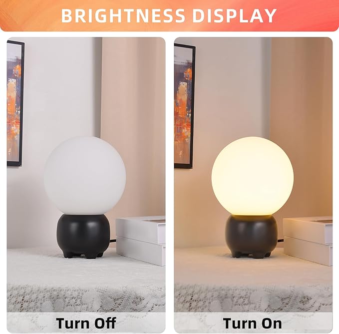 Arturesthome Cute Small Single Table Lamp for Bedroom Modern Nightstand Lamp Farmhouse Bedside Lamp for Living Room Black Table Lamp