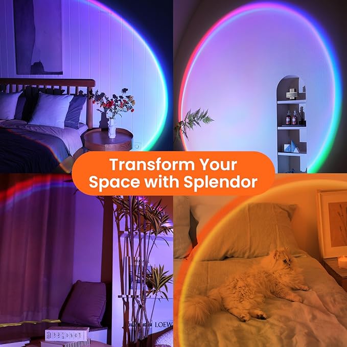 Tsrarey Sunset Lamp Projector with Remote Control, Multiple Colors LED APP Control Sunset Light Three Control Methods Night Light for Room Decor/Christmas Gift/Photography/Party/Bedroom Decor